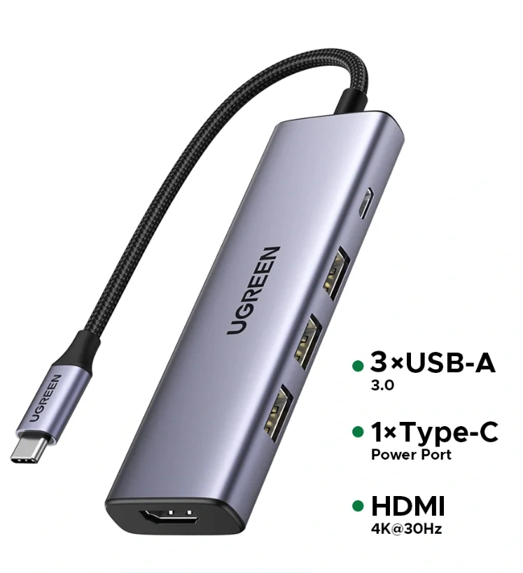 UGREEN Type-C Hub 5-in-1, USB C Dock Adapter - HDMI, USB-C Power, USB-A 3.0